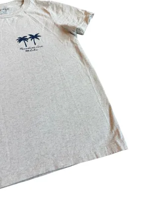 John Galt Paradise Cove Malibu Heather Cream Palm Tee Shirt Fit One Size Women's thumbnail 6