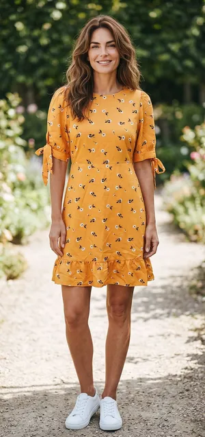 Vero Mada Orange Floral Ruffle Mini Dress Cottagecore M NWT Boho Cute Romantic thumbnail 1