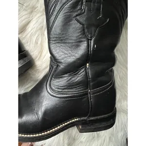 Ladies/Teens Black LeatherRoper Western Boots thumbnail 7
