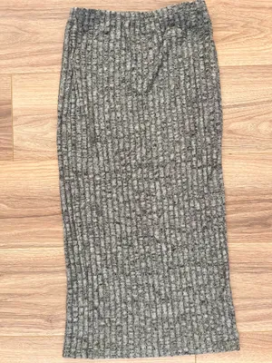 SHEIN Charcoal Gray Soft Ribbed Knit Maxi Skirt Size M thumbnail 3