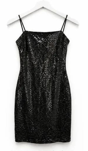 Windsor Black Sequin Bodycon Mini Dress Spaghetti Strap Party Dress Size S thumbnail 1