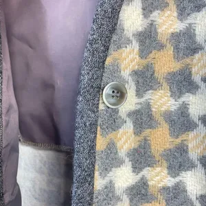 Vintage 60s 70s Patty Woodard Wool houndstooth Plaid Long mod Vest womens 10 S M thumbnail 6