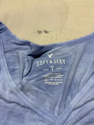 American Eagle soft & sexy Light Blue V-Neck Tee XS thumbnail 4