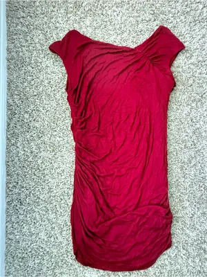 Bailey 44 Red Ruched Draped Knotted Twisted Sleeveless Stretch Off Shoulder Top thumbnail 3