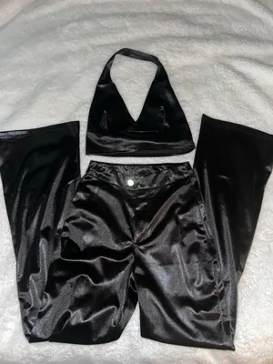 NWOT Reign Set Black Halter Top and Pants thumbnail 3
