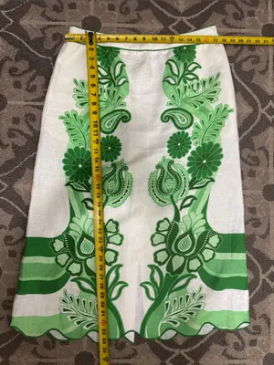 FARM RIO Women’s Midi Skirt White Green Floral Festival Linen Size Large thumbnail 11