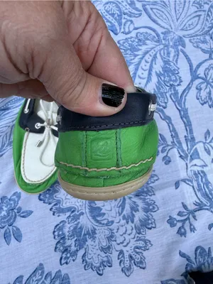 Sperry Top-Sider Vintage Leather Boat Shoes Silver Blue Green Womens Size 8 thumbnail 4