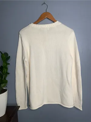 Westbound Women's Cream Cotton Crewneck Sweater Medium thumbnail 5