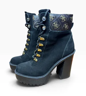Women's Guess Black Suede Lace Up Platform Heeled Boots Size 8 thumbnail 1