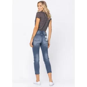 Judy Blue High Waisted‎ Raw Hem Relaxed Fit Cropped Denim, Size 7/28 thumbnail 3