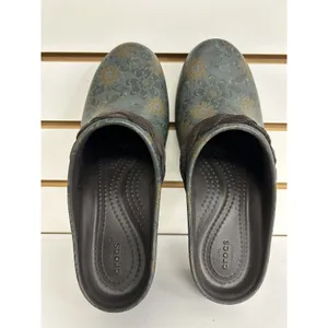 CROCS Dual Comfort Clog Slide Blue Brown Floral Womens Size 7 Heels Comfort Boho thumbnail 9