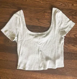 H&M Universal thread gray ribbed top with scoop neck thumbnail 1