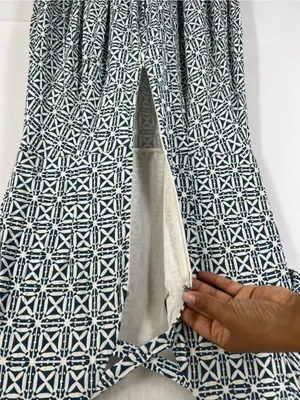LOFT Geometric Crisscross Back Fit & Flare Dress Blue White Size 0 thumbnail 10