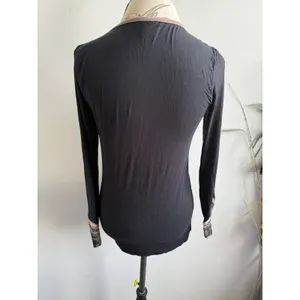 Soma‎ Long Sleeve Top Black Lace Trim V Neck Blouse Womens XS thumbnail 3