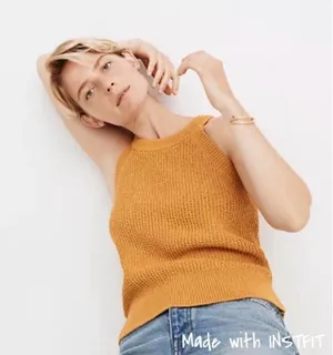 EUC Madewell cutaway sweater tank mustard color thumbnail 1
