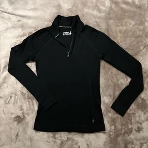 Smartwool Women's Size M Long-Sleeve Black Quarter-Zip Base Layer thumbnail 1