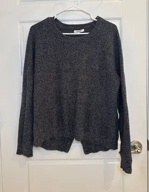 Madewell Gray Marled Knit Split Hem Pullover Sweater L thumbnail 1