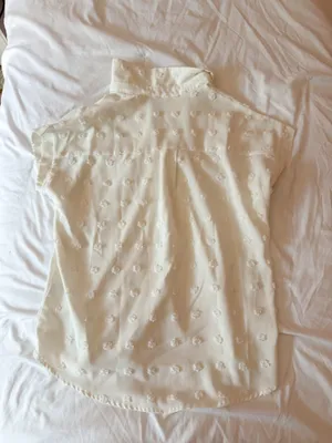 Hotouch White Roll Up Sleeve Floral Dress Button Down Shirt Size Small thumbnail 2