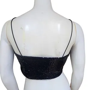 Rue 21 Black Sequined Handkerchief Cropped Top (M) thumbnail 6