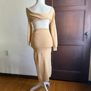 SHOWPO | Butter Cream Yellow Alabama Midi Knit Dress Off Shoulder Cutout Size 2 thumbnail 5