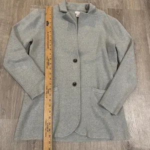 J Crew women's S gray knit sweater blazer Grey‎ Cardigan Jacket thumbnail 3
