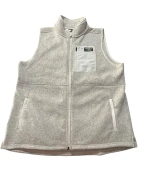 L.L. Bean women's size XL petite Cream Fleece Full-Zip Vest gorp pata thumbnail 1