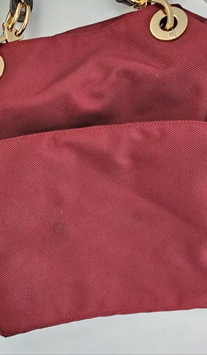 JPK Paris 75 Burgundy Ballistic Nylon Tote Bag - Floral Lining & Gold Hardware thumbnail 6