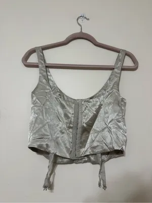 Zara Satin Champaign Corset Top thumbnail 6