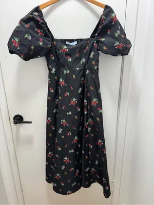 Hill House Matilda Black Ikat Floral Dress Size XS NWT thumbnail 3