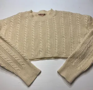 Bailey Rose Sweater Women Sz S Ivory Cable Knit Cropped Chunky Apres Ski thumbnail 1