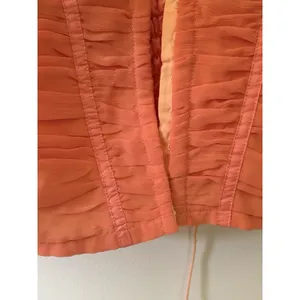 Vintage Y2K Sherbet Orange & pink Coral Corset Top Smocked Ruffle Blouse Large thumbnail 6