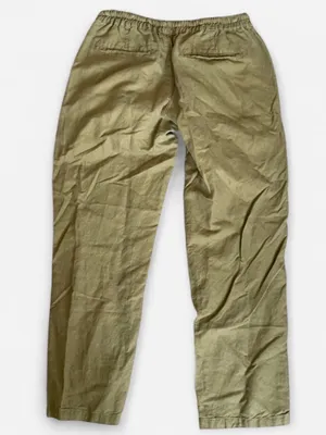 Quince Organic Cotton Linen Twill Straight Leg Pant Army Green Crop Medium thumbnail 12