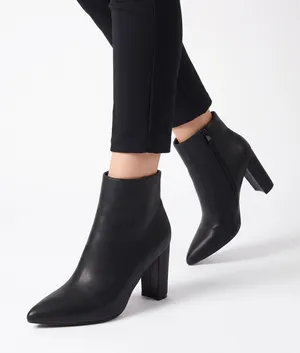 Dream Paris Ankle Boots Women 8 Pointed Toe Block Heel Black Faux Leather Exc thumbnail 1