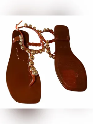 NEW Jeffrey Campbell Plated Embellished Sandal Jeffrey Campbell Orange Gold thumbnail 8