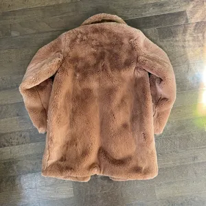 Zara outerwear soft brown fluffy faux fur coat jacket thumbnail 9