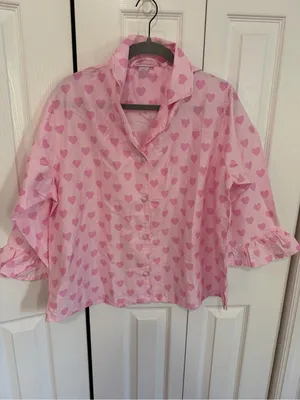 Stoney Clover Lane x PBTeen Pajama Top Heart Print Sateen Extra Large thumbnail 2