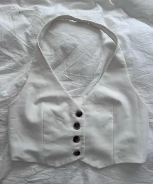 ZARA Halter Neck Top Crop White thumbnail 1