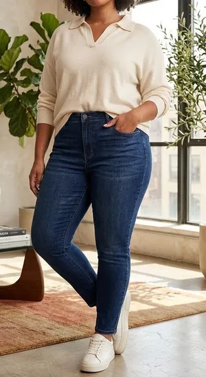 Wonderly Dark Wash Plus Size Skinny Jeans thumbnail 1