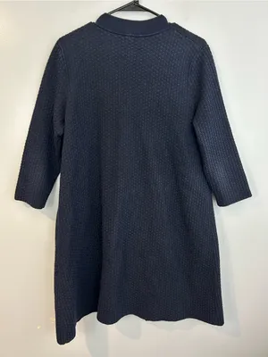 COS Textured Oversized Button Front Swing Navy Blue Large Cardigan Sweater Small thumbnail 6