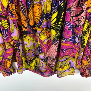 Alexandra Farmer for Anthropologie Butterfly Floral Smocked‎ Blouse Pink XS Boho thumbnail 3