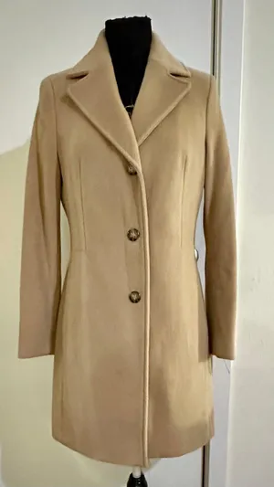 Calvin Klein Wool Polyester Cashmere Blend Tan Camel Coat Jacket thumbnail 1