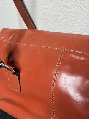 Y2K Vintage Burnt Orange Leather Silver Hardware Large Shoulder Bag Preppy thumbnail 6