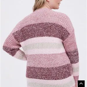 Torrid Pullover‎ Slouchy V-Neck Tunic Sweater Chunky pink ombre Stripe M/10/00 thumbnail 8