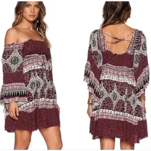 Free People‎ Boho Festival Coachelle Mini Dress Women Sz XS Earthy Indie Resort thumbnail 3