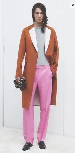 3.1 Phillip Lim $470 2 Bright Pink Tuxedo Trousers High Waist Rise Dress Pants thumbnail 1