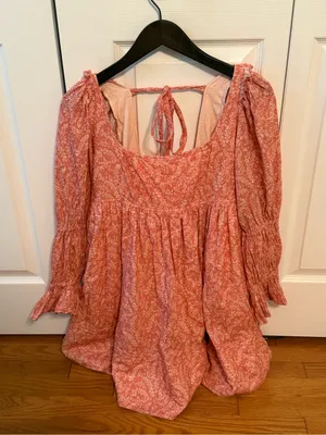 Anthropologie Pilcro Square Neck Babydoll Mini Dress in Pink Floral thumbnail 3