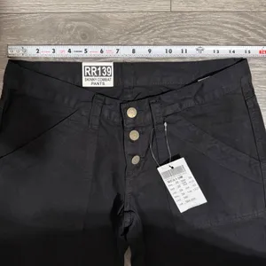 New J Galt Brandy Melville M Black Skinny Combat Pants Low Rise‎ Cargo Punk Y2K thumbnail 6