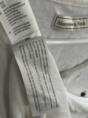 Abercrombie & Fitch White V-Neck Long Sleeve Slim Fit. thumbnail 3