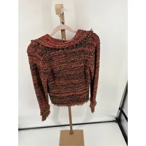 One Girl Who Anthropologie Double Breasted Tweed Fringe Knit Jacket Multicolor S thumbnail 10