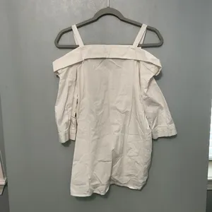 Motherhood Maternity White Cold Shoulder Button Front Shirt Dress M thumbnail 3